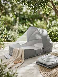 Portable Baby Travel Crib With Mosquito Net Foldable Newborn Recliner Cradle Gray Breathable Sunshade Baby Bed - Multicolor - View 1