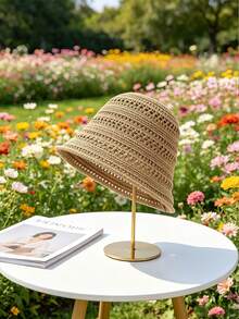 Breathable Hollow Knit Bucket Hat: Perfect For Stylish Spring Days & Garden Trips - Multicolor - View 8