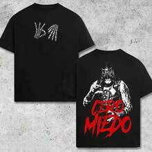 S-3XL Playera con tematica de lucha libre estampado de grupo de perros diabolicos,A194 playera informal de verano para hombre,cuello redondo, - Negro - Ver 4