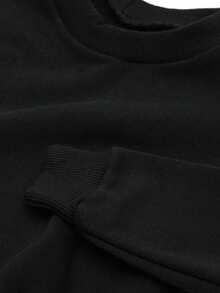 Set Of 2 Women's Plain Crew Neck Fleece Sweatshirts In Various Colors - 黑色 - 查看 6