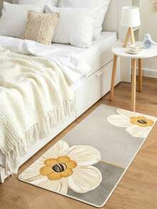 1pc New Floral Print Decorative Rug, Faux Wool Rug, Rectangular Area Mat - Soft, Comfortable, Faux Wool Bedroom Mat, Bedside Rug, Easy To Clean Decorative Floor Mat, Suitable For Living Room, Bedroom, Sofa, Study, Home Decor, Living Room Carpet, Holiday Decoration - Multicolor - View 4