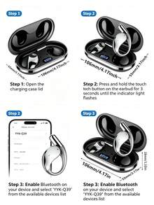 Auriculares con traducción de IA, auriculares inalámbricos de conducción ósea, compatible con traducción en tiempo real de 144 idiomas, cancelación de ruido inteligente de 6 micrófonos, grabación de conferencias con traducción en tiempo real, control táctil, graves profundos, voz HD - Ideal para correr, fitness, negocios, música y llamadas. - YYK-Q39 - Ver 4