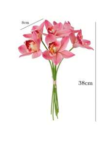 Set de 6 piezas Nuevos Diseños de Ramos de Flores de Orquídea Artificial de 6 Tallos, Decoración de Escritorio de Alta Gama para el Hogar/Oficina Flores Artificiales - multicolor - Ver 4