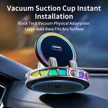 360° Magnetic Wireless Charging Car Phone Mount With RGB Ambient Light, Strong Suction Dashboard Holder, Stable & Anti-Slip, Perfect For Navigation, Fits All Phones & Tablets - A - Xem 9