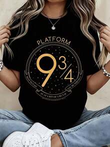 Warner Bros.  Inspired Women's T-Shirt, White, Magic Themed, Casual Top, Fashion Tee. - 黑色 - 查看 11