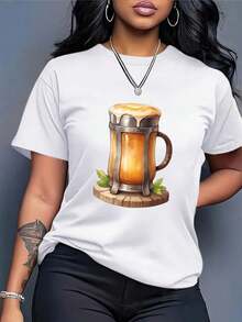 Cuello Redondo Talla Grande - Camiseta Oversize para Mujer - Top Casual Holgado para Uso Diario, Tejido Suave y Transpirable, Adecuada para Primavera y Verano - Camiseta Casual No Transparente, para Oficina y Fiesta - Prenda Esencial de Ropa Femenina, Camiseta para Mujer, Guardarropa de Verano, Diseño Vibrante, Ropa Casual, Cuello Redondo, Material Cómodo, Top Versátil, Para Entusiastas de la Moda, Atuendo de Oficina, Top a la Moda, Material Ligero, Camisa a la Moda, Blusas Femeninas a la Moda para Uso Casual. - Blanco - Ver 7
