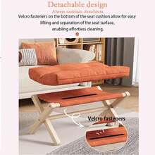 Foldable Wooden Footstool, Living Room Stool, Shoe Changing Bench, Small Decorative Footrest With Thick Cushion And Bamboo X-Shaped Legs, Modern Soft Padded Sofa Bench, Suitable For Vanity, Bedroom, Living Room - Multicolor - View 5