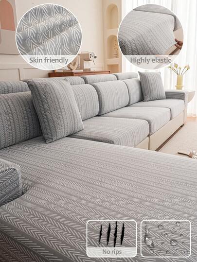 1pc Splash Proof And Urine Resistant All Season Universal Anti Slip Sofa Cushion Cover, Simple And Modern Style Elastic Sofa Cover, Pet Friendly And Dirt Proof Sofa Cover, Detachable Shower Cap Style Sofa Cushion Cover, Suitable For L-Shaped Combination Sofa And 1/2/3/4 Seat Sofa (Sold Individually)