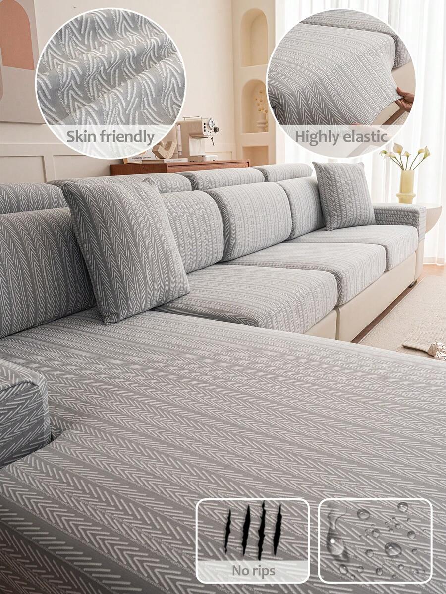 1 chiếc vỏ đệm sofa chống thấm nước và chống nước tiểu, dùng được cả bốn mùa, kiểu dáng đơn giản và hiện đại, co giãn, thân thiện với thú cưng và chống bẩn, kiểu mũ tắm có thể tháo rời, phù hợp với sofa chữ L và sofa 1/2/3/4 chỗ ngồi (Bán lẻ từng chiếc) - Màu Xám nhạt - Xem 1