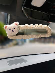 1 pieza Cubierta decorativa para espejo retrovisor con pompón, Protector de espejo retrovisor de coche con diseño de oso lindo, Accesorios de interior de automóvil de alta gama para mujeres - Oso esponjoso - Ver 5