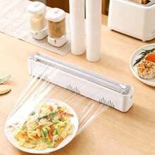1/2pcs Kitchen Cling Film Cutter, Magnetic Plastic Wrap Dispenser With Cutting Function, Food Preservation Packaging Dispenser, Foil Dispenser, Cling Film Cutter, Suitable For Kitchen, Dining Room, Kitchen Accessories, Kitchen Supplies, Kitchen Tools - White - View 3