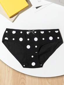 6pcs Women's Low-Waist Panties, Cotton Soft Fabric, Colorblock Polka Dot Design, Fashionable Sporty Casual College Style Underwear Set - Multicolor - View 4