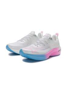 XTEP Men's Running Shoes One-Piece Outdoor Casual Shoes, Lightweight & Comfortable Sports Shoes 875219110069 Classic White/Neon Pink - 875219110069 Classic White/Fluorescent Cherry Pink - View 3