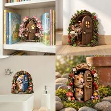 1/4 pezzi Mini decorazione porta a forma di topo, stile, adatto per giardino, scale, tronco d'albero, battiscopa, decorazione per la casa e bomboniere per feste - Porta elfica in legno - Visualizzare 11