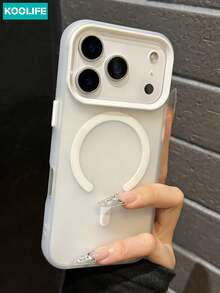 Ốp lưng điện thoại từ tính Koolife màu trắng trong suốt, 1 chiếc, chất liệu PC+TPU chống sốc, bề mặt mờ, viền camera lớn, tương thích với Apple 17/17pro/17promax/16/15 - trắng - Xem 6