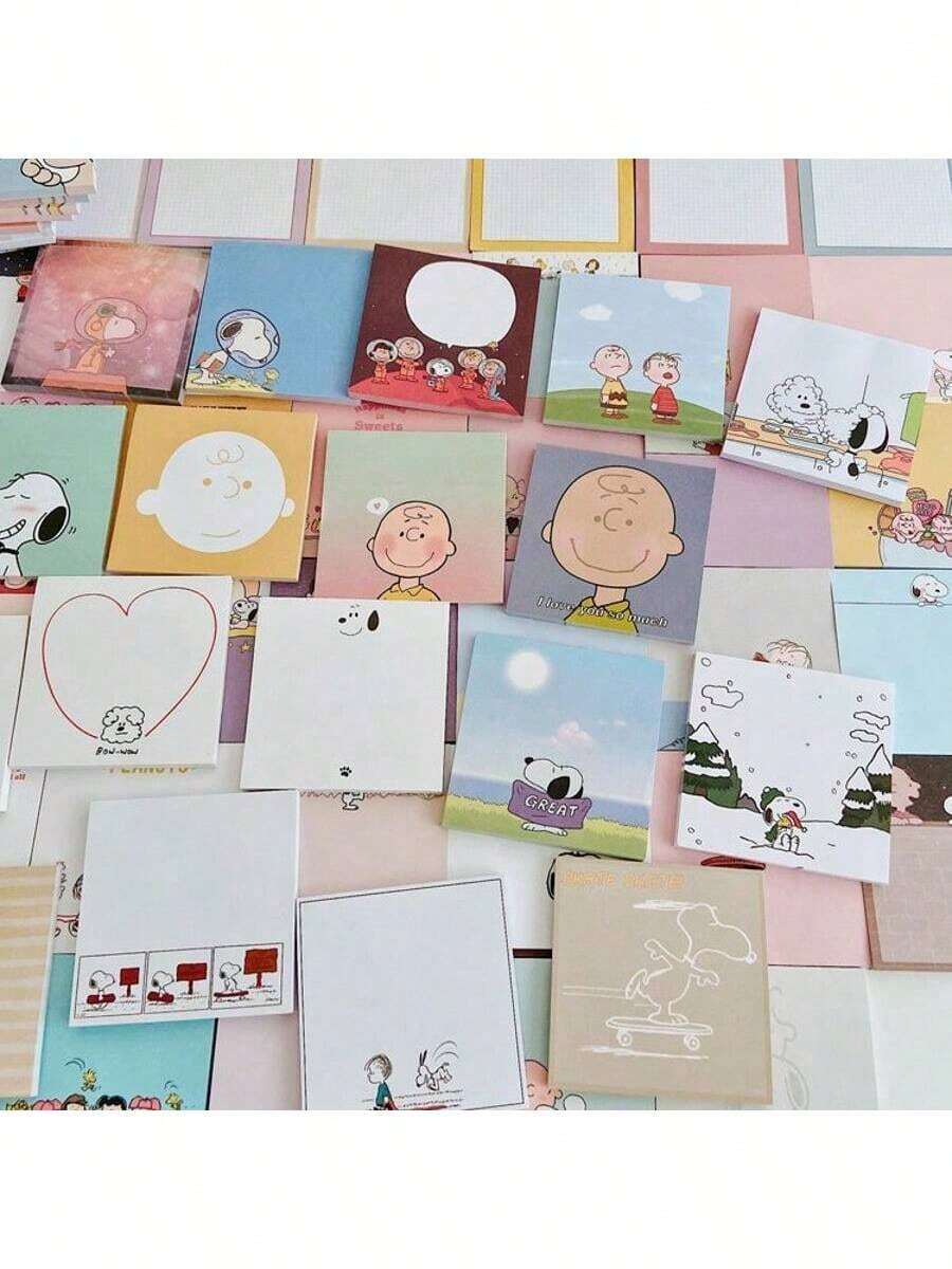 Bộ 50 tờ giấy ghi chú dán hình hoạt hình Snoopy & Charlie, giấy ghi nhớ dễ thương, lý tưởng làm quà tặng năm mới, Ngày Valentine, Lễ Phục Sinh [Kiểu ngẫu nhiên] - Nhiều màu - Xem 1
