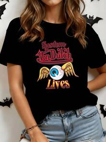 The Winged Eye Symbolizes Free Vision And Inner Strength That Drives You To Overcome Limits With Positive Energy And Rebellious Style. This Modern, Casual, Comfortable Women's T-Shirt Is Perfect For Everyday Wear. - 黑色 - 查看 8