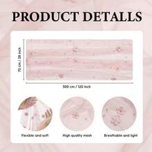 kumozawa 3.05m Pink Flower & Pearl Transparent Table Runner, Suitable For Seasonal Dining, Weddings, Birthday Parties, Bridal Showers, And Home Party Decor - pink 1pc - View 6