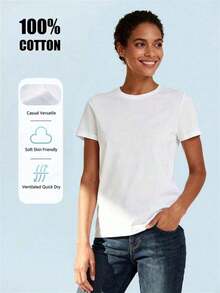 Women's New Style T-Shirts For Spring/Summer - Perfect For Mother's Day. Elegant Women's Clothing. Essential Gift Items: Women's Spring/Summer Style T-Shirt, Short Sleeve, Round Neck, A Thoughtful Gift For Friends Or Family - 白色 - 查看 2