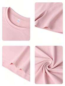 Women's Short-Sleeved T-Shirt With A Round Neck And Palm Print, A Casual And Modern Style, Ideal For Summer, Your Everyday Essential. Printed T-Shirt, White Top For Women, Top, Pink Top, Holiday Set, 100% Cotton - 粉色 - 查看 2