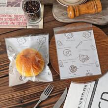 100-Pack Bread Packaging Bags, Baking Food Bags, Bagels, Toast, Self-Sealing, Self-Adhesive, Transparent, Disposable Kraft Paper Bread Bags - 100 Pieces/pack; (23*27+3) (English) - View 5