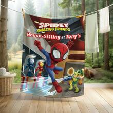 1pcs M Arvel S Pidey And His Amazing Friends House-Sitting At Tony's Fleece Blanket Versatile Multi-Purpose Soft Cozy Throw Blanket For Sofa Bed Living Room Couch Travel Camping Office Nap Car Decorative Warm Cartoon Plush Blanket Fans Gift - Nhiều màu - Xem 2