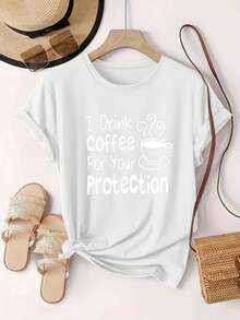 Plus Size Women's Casual And Fashionable Printed T-Shirt, Sizes 0-8XL,  Base Layer For Everyday Wear, Stylish, Suitable For All Seasons, Comfortable Fit, Short Sleeve And Crew Neck T-Shirt, Various Colors Available, Fun T-Shirt For Women, Great Gift - [白色的] - 查看 6