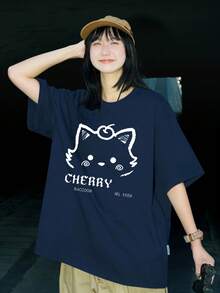 Women's Short Sleeve T-Shirt - Navy Color - View 4
