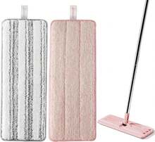 JOYMOOP Mop Replacement Pads, Reusable Microfiber Mop Pads For 13-Inch Flat Mop And Mop Bucket Set, Pack Of 2 Refills - Stripe And Pink - Màu E - Xem 1