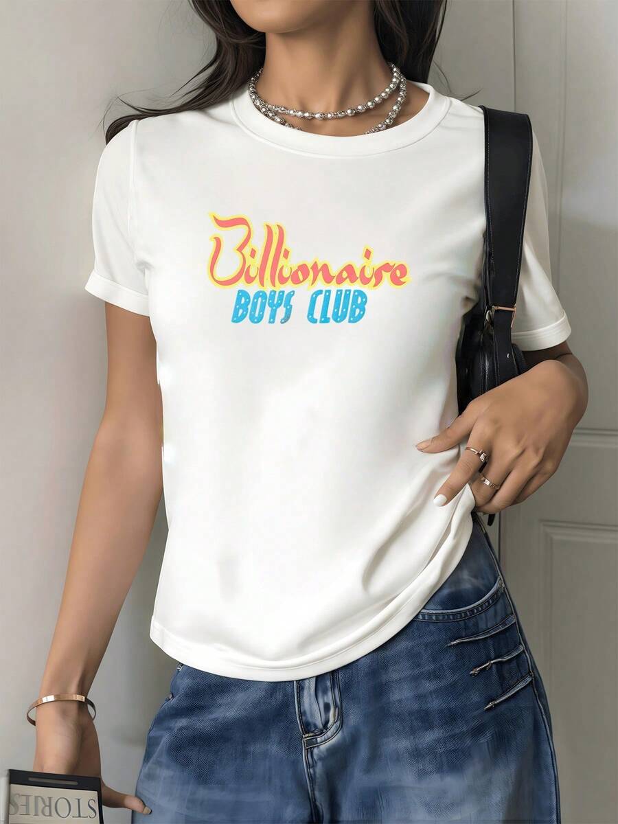 Colorful Text Symbolizing Confidence And Modern Energy With Vibrant Lettering That Evokes A Free Spirit And Determined Attitude. Women's Casual T-Shirt For Stylish And Comfortable Everyday Wear. - 白色 - 查看 1