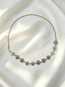 1pc Minimalist Gold Bohemian Style Sunflower & Smiling Face Pattern Belt, Suitable For Weddings, Banquets, Parties, And An Excellent Gift For Friends And Family - Multicolor - View 8