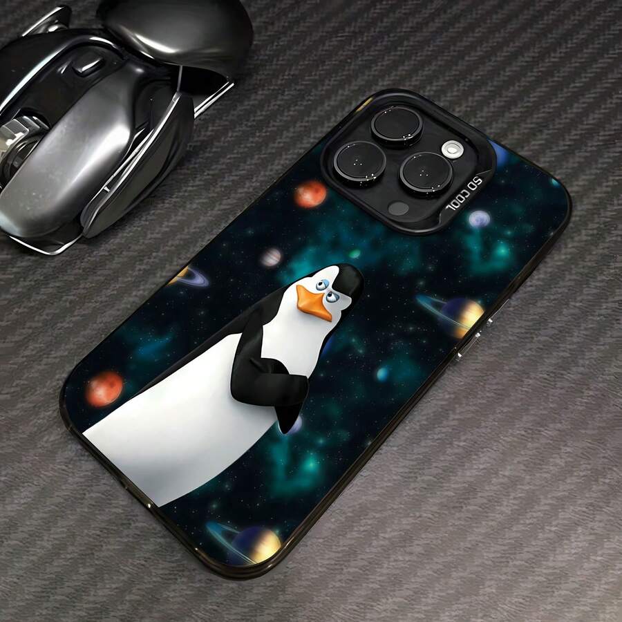Tema espacial Skipper en blanco, negro y naranjafunda de teléfono Fundas compatibles con ,Apple,VIVO,OPPO,,, y Honor.Fabricadas en silicona TPU,ofrecen protección contra golpes y caídas. - Negro - Ver 1