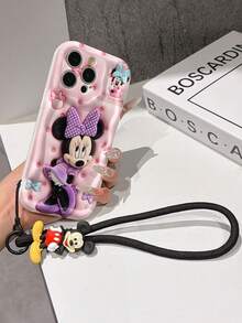 This Disney Mickey Mouse Lanyard Phone Case Is Fully Covered In TPU Material. It's Shockproof, Lightweight, And Compatible With IPhone17/16/11/13/15/15 Plus/15 Pro/15 Pro Max/12/14 Pro Max/11 Pro Max/12 Pro/12 Pro Max/13. This Phone Case Makes A Popular Birthday Gift Or Business Gift; It's Durable, Stain- And Fingerprint Resistant, And Suitable For Both Men And Women. The Set Also Includes A Mickey Mouse Phone Case And A Mickey Mouse Plush Bracelet. It's A Perfect Gift For Friends And Family. This Stylish Phone Case Is Fun, Lightweight, And Durable. IPhone17 Pro Max Phone Case, Minnie Mouse Phone Case. - trắng - Xem 5