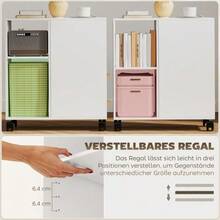 Soporte/mesa para impresora con estante ajustable, ruedas para fax y escáner, 60 x 30 x 65 cm, blanco - 1PC - Ver 7