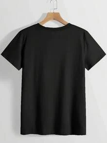 1 Piece Of Stylish Men's Crew Neck T-Shirt With Anime Letter Print. | Simple, Comfortable, And Breathable Design, Suitable For Casual Daily Wear, Showcasing A Natural And Elegant Style. A Must-Have For Summer Parties. Local Shipping Available. T-Shirts - 黑色 - 查看 2