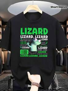 Lizard T-Shirt, Popular Lizard T-Shirt, Lizard T-Shirt, Funny And Quirky Humor, Gift T-Shirt, Men's T-Shirt, Round Neck And Short Sleeve, Casual And Fashionable, Comfortable And Breathable, Men's Clothing T-Shirt - 黑色 - 查看 8