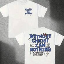 FEEGO Men's Square Cut T-Shirt, Crew Neck, Christian Faith Letter Print, Casual Streetwear, White Short Sleeve T-Shirt For Everyday Wear In All Seasons, Crew Neck T-Shirt, Funny Graphic Tee, YOIO TGOR Shirt - 白色 - 查看 2