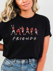 1 pcsGraphic-Shirt Cotton Tees Size Plus_ Kansas City Shirt And Hoodie _ Friends _ Mahomes _ Kelce _ Jones _ Rice _ Pacheco _ ,Y2K,Oversized Shirt Men,Summer Tops180g Algodón 100% - Negro - Ver 1