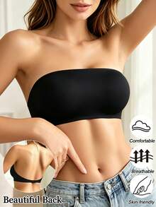 Sexy Strapless Bras Seamless Invisible Bra No Padding Lingerie Transparent Shoulder Strap Tube Tops Match For Strapless Dress Unpadded All Day Comfort - Black - View 2