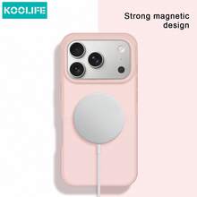 Koolife 1件裝粉色磁吸TPU手機殼，極簡霧面防滑格紋紋理，防震保護殼，適用 18 Pro/18 Pro Max/17/17 Pro/17 Pro Max/16/15/14/13 - 粉色 - 查看 4
