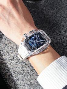 透明表带转换套件，适用于 11/10/9/8 表款，尺寸分别为 46mm/42mm/40mm/41mm/44mm/45mm，包含表带和表壳，也适用于 Ultra 3/2/1 表款，尺寸为 49mm。适合休闲、时尚和运动风格，四季皆宜，是万圣节和圣诞节的理想礼物。 - 彩色 - 查看 24