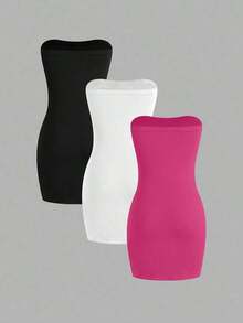 Vestido ajustado bandeau de 3 piezas para mujer, para atuendos de Año Nuevo - Multicolor 3 - Ver 2