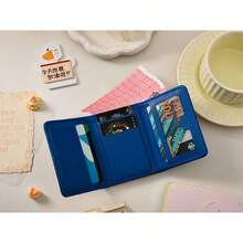 SANRIO Ví đựng tiền xu đa năng Hello Kitty bằng vải denim, ví đựng thẻ tín dụng hình mèo KT mini dễ thương dành cho nữ. - Màu xanh lam - Xem 4