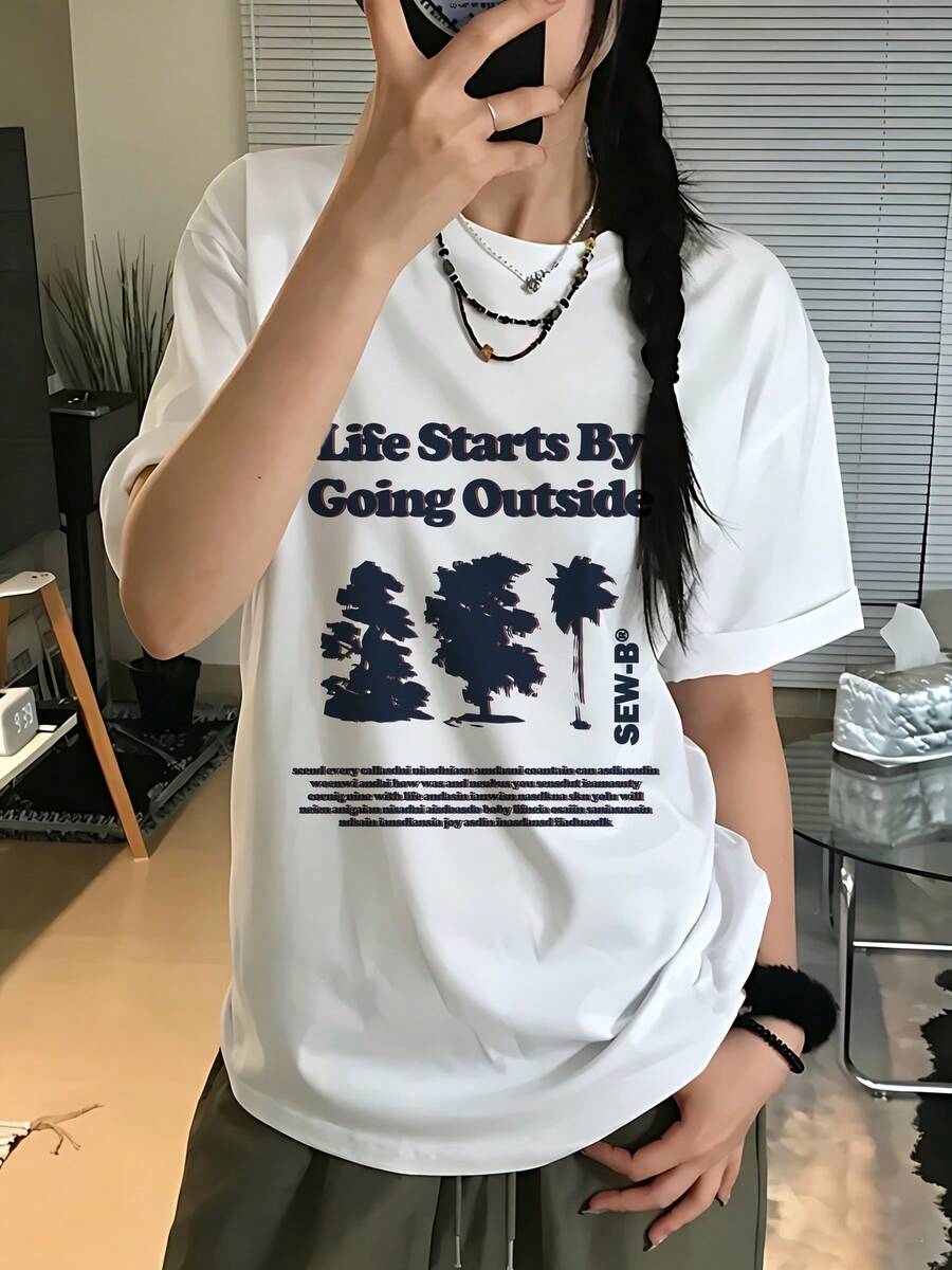 Camiseta de mujer para primavera y verano - Blanco - Ver 1
