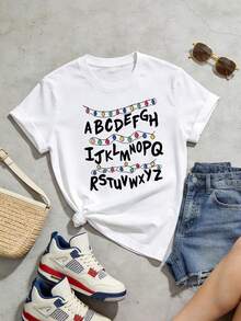 Camiseta de manga corta con cuello redondo suave y casual de verano para mujer, tops para salir, algodón, vintage, estilo callejero europeo y americano, casual deportivo, estilo unisex, estilo casual urbano, tops bonitos, Gen Z, curvas, ropa Y2K, camisetas divertidas, tops para damas, conjuntos de vacaciones para mujer, top lindo, camiseta gráfica, conjuntos de primavera, camisetas holgadas, ropa de calle retro, estilo de los 90, estilo de los 2000, subcultura, top negro, tops blancos, atuendo de fiesta de los 90. - Blanco - Ver 3