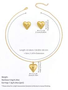 1/3 Sets Gold Tone Women Necklace Set, Gold Jewelry Combo Including Heart Necklace Set, Bow Necklace Set, Geometric Earrings Set, Necklace And Earrings Matching Design, Vintage Elegant Vibe, Made Of High-Quality Stainless Steel, Waterproof, Hypoallergenic, Fade-Resistant - Multicolor - View 12
