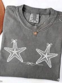 2026THEEARTHHISGLORYPatternRetroWashableHigh QualityCottonDouble-Sided PrintingTShirtMen'sTShirtOld ModelSummerClothingDrop ShoulderSleeveRound NeckTo - Gray 3 - View 10