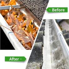 7-Section Extendable Gutter Cleaning Tool Set, 7.48ft, No-Ladder Needed - Durable Aluminum Alloy, Easy Leaf & Debris Removal With Black Bristle Brush - A - View 3