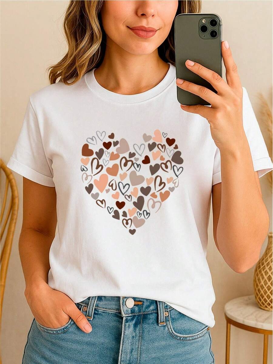 100% "Heart Of Love" T-Shirt - [White] - View 1
