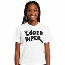 Loded Diaper Unisex Heavy Cotton T-Shirt, Men's Clothing, Vintage Top, Distressed Humor, Joke Gift, Graphic Tees, Summer Casual Wear JFMU PN8G - 白色 - 查看 6